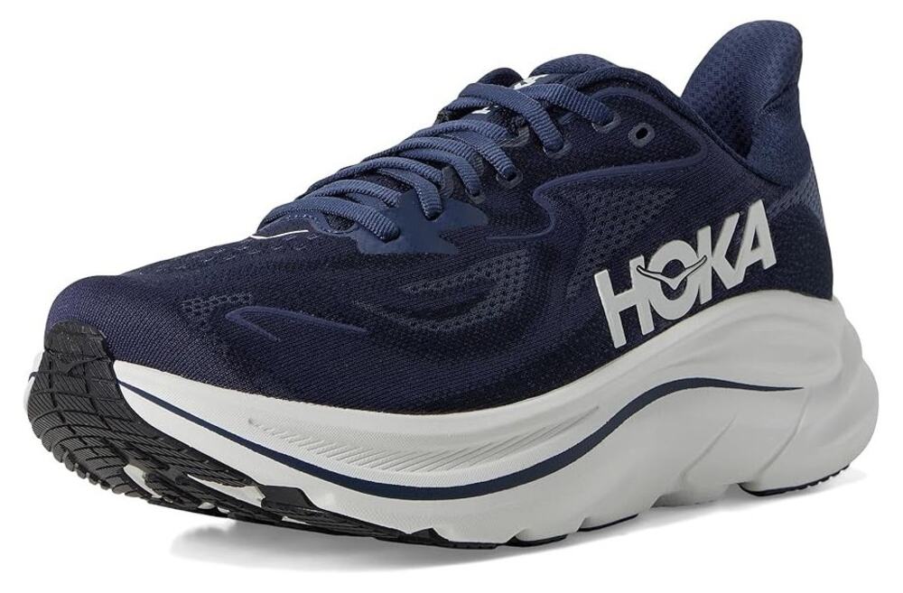 HOKA Mens Clifton 10 Running Sneakers US 9 XW Blue White Athletic EUC